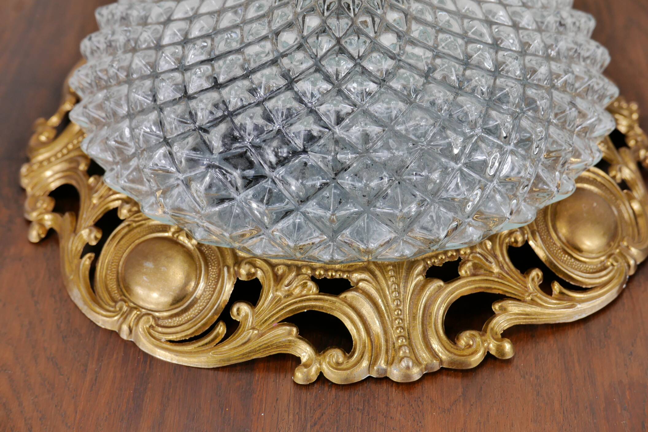 Bronze and diamond glass ceiling light.