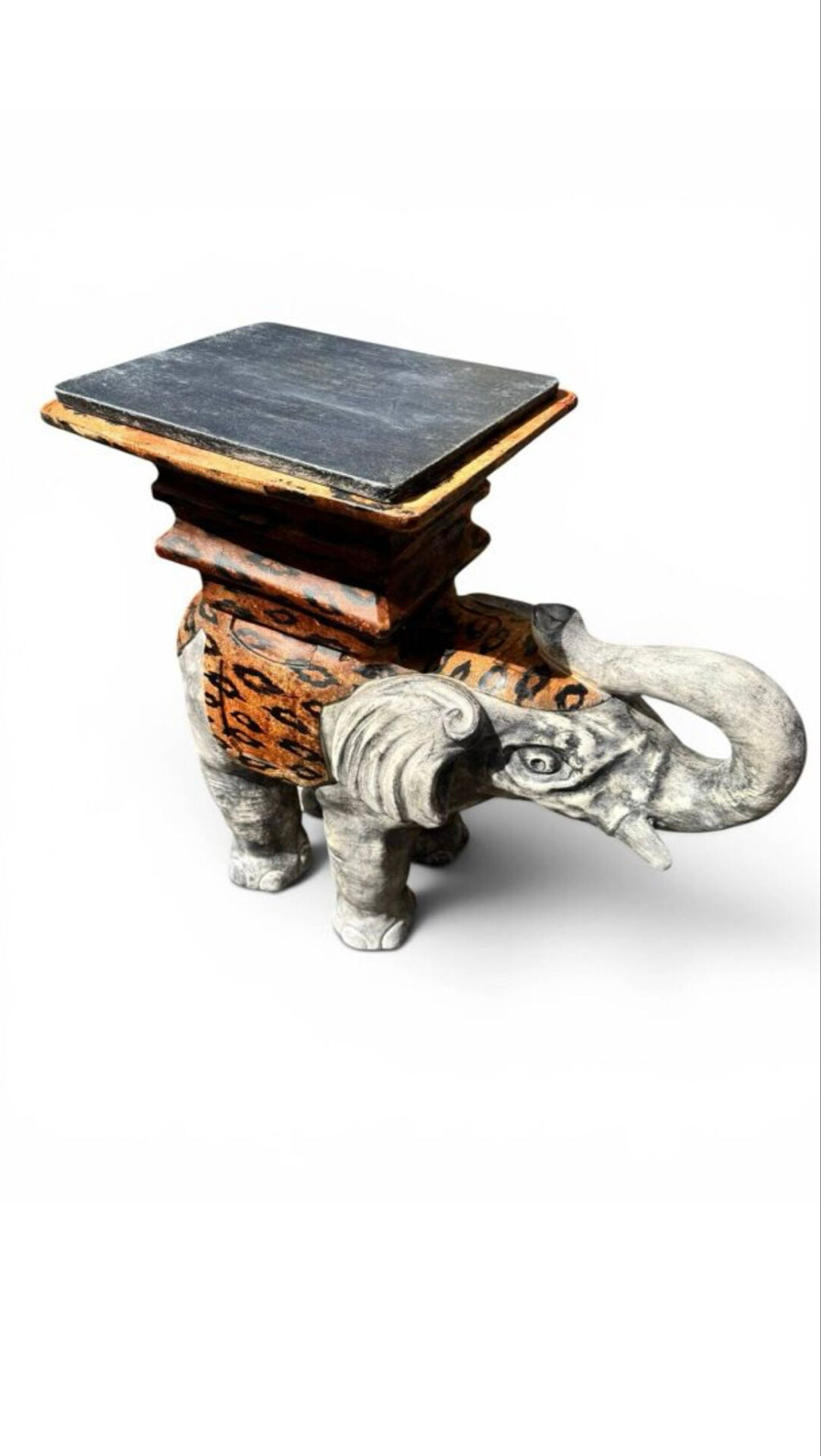 Elephant side table – leopard pattern – Jansen style 1970