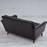 1970s, Danish 2 seater sofa, original condition, furniture leather, solid teak wood.
