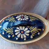 Vintage blue Alsace terrine with flower patterns