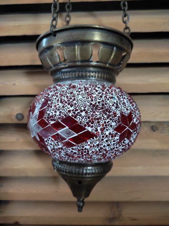 Glass mosaic pendant lamp Brass luminaire flea marketespridantan