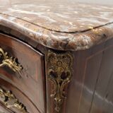 Commode de style Louis XV en marqueterie et marbre, Napoléon III, France XIXème s.