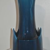 Blue ceramic vase flamed vintage 50's