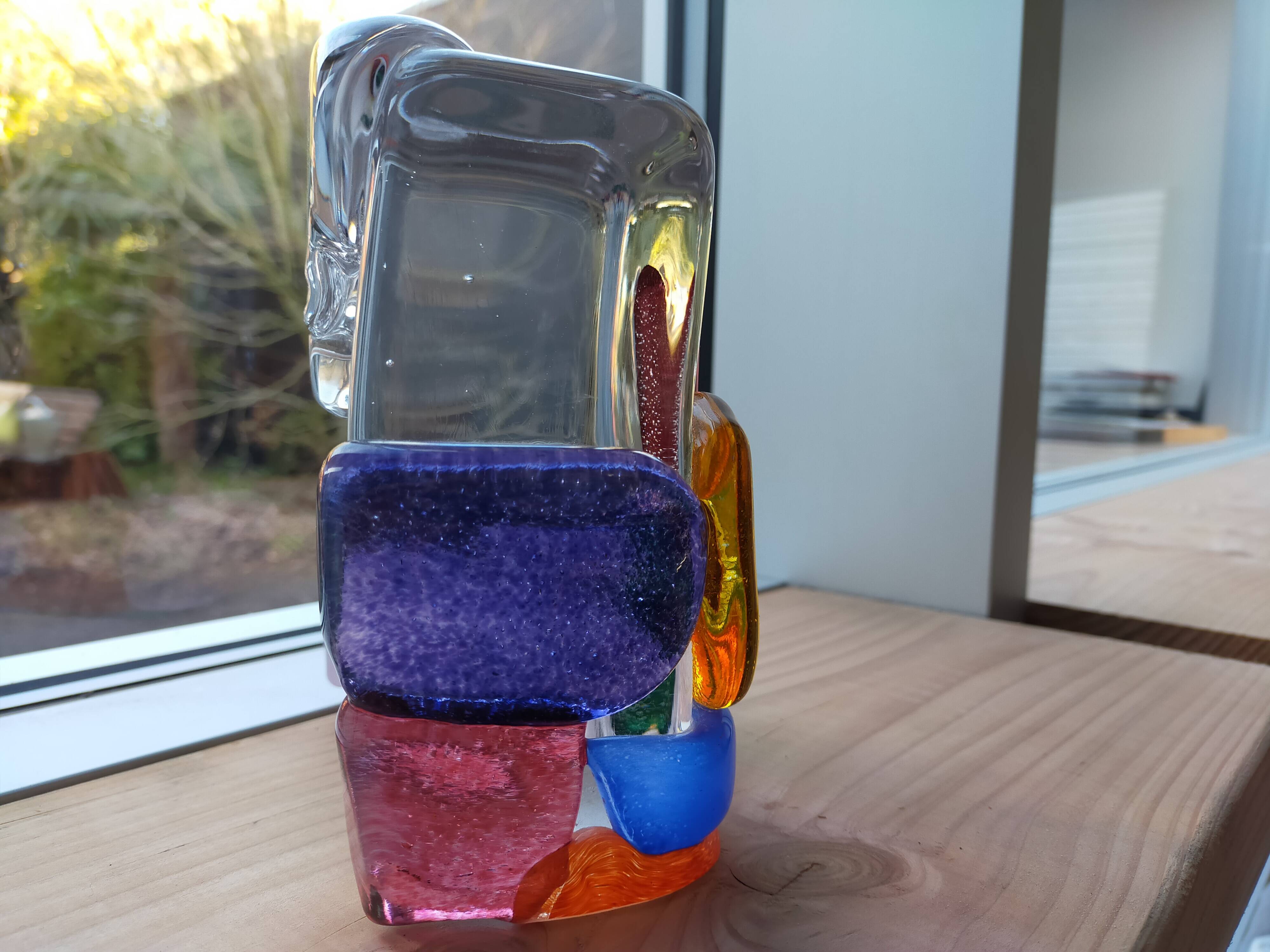 Colored glass sculpture