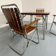 Vintage folding garden set table 4 chairs wood and metal 1960