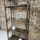 Set 1970 vintage bamboo display case plus shelf
