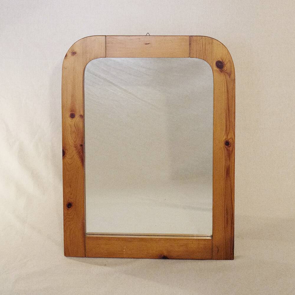 Miroir en bois de pin massif 1970