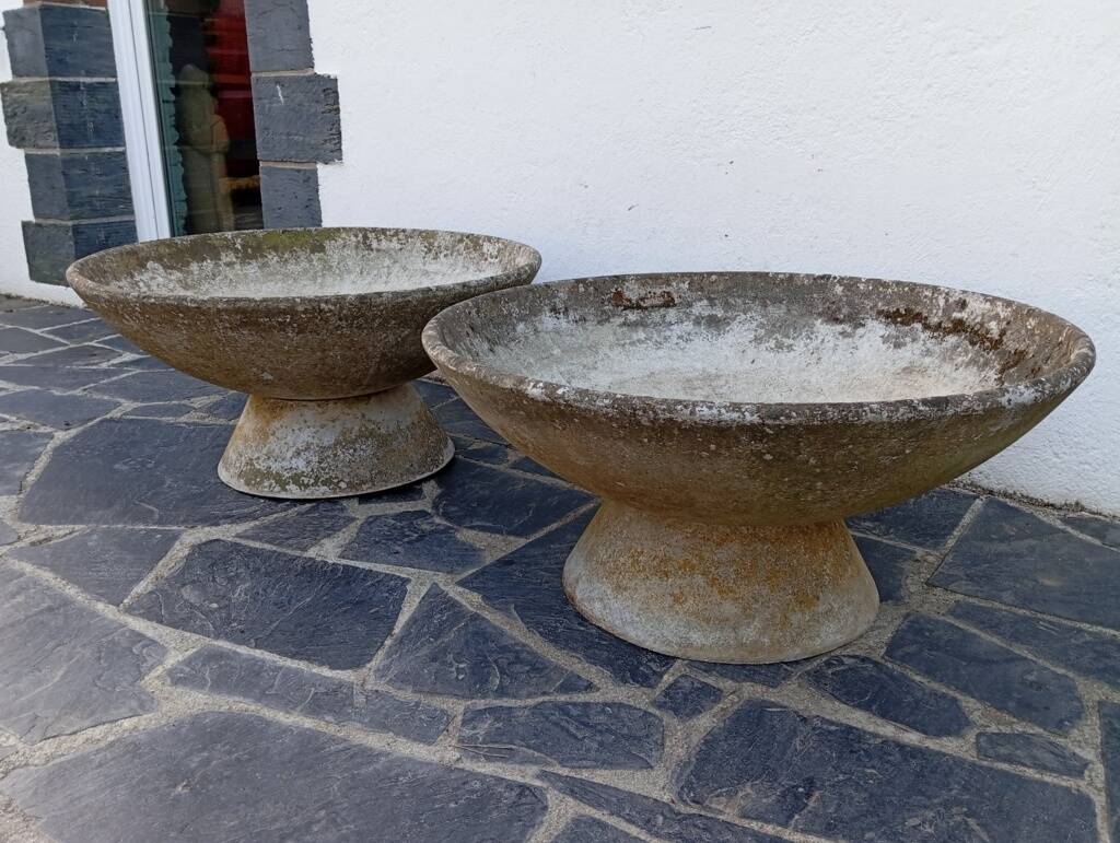 Paire de jardinières vasques années 50 fibrociment