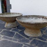 Paire de jardinières vasques années 50 fibrociment