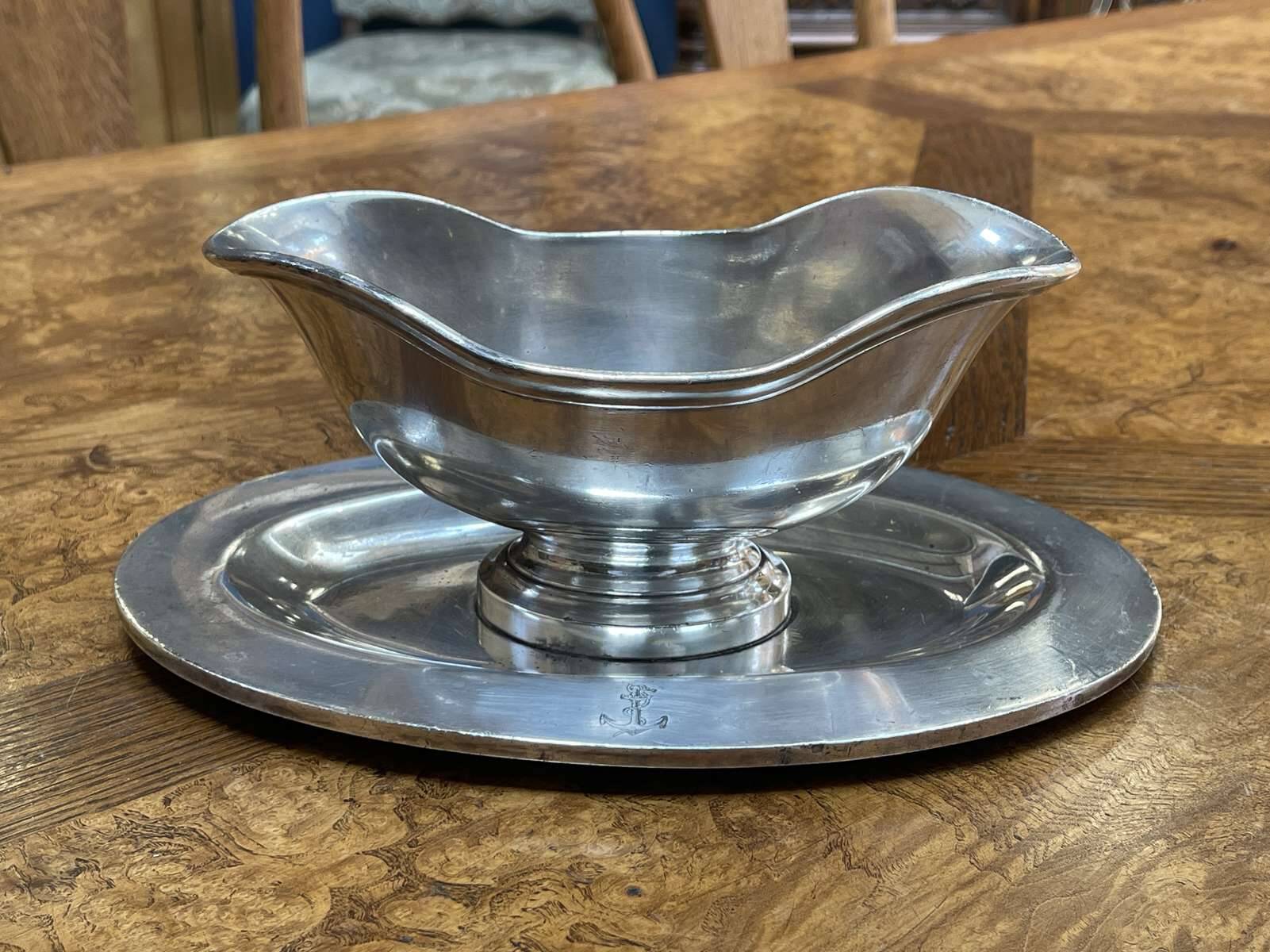 Ercuis silver-plated sauceboat from the french navy