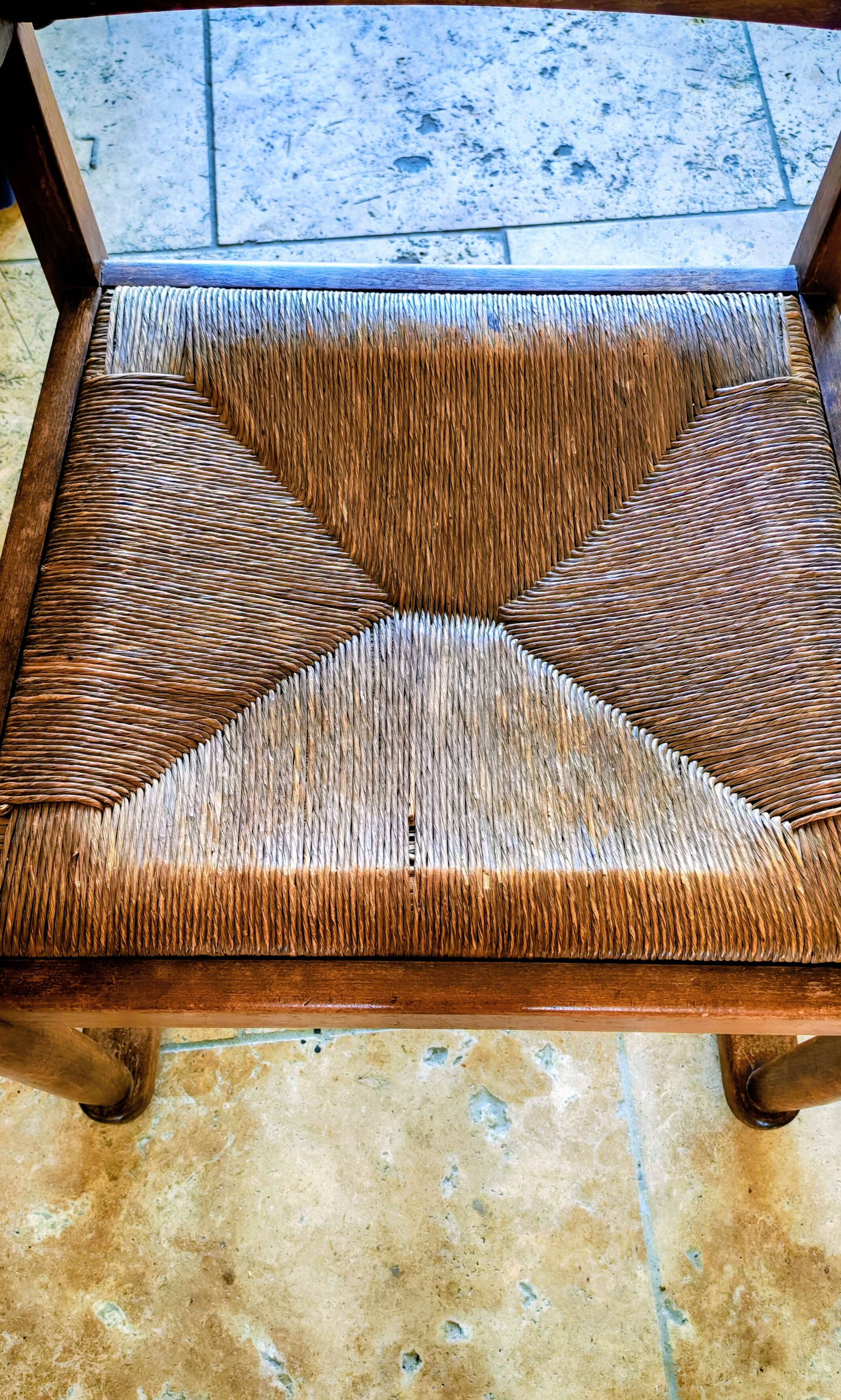 Set of 6 Brutalist dining chairs in Mid-century oak.