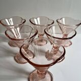 Pink glass ice cream cups