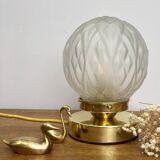 Vintage art deco globe table lamp in frosted glass