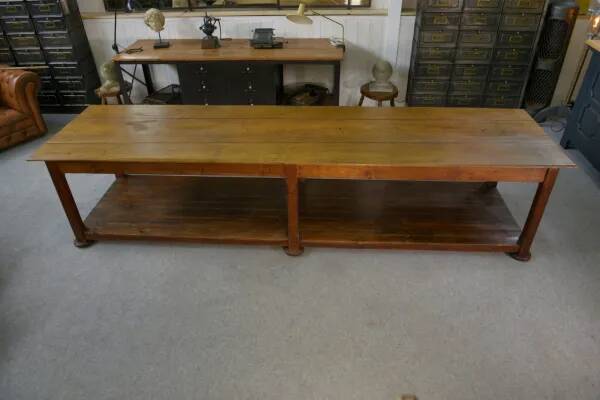 Large solid oak draper's table, 1950s