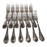 12 silver plated table forks by Christofle Marly, 20.7cm