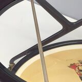 Ebonized Beech Serving Cart with Oriental Print, Italy