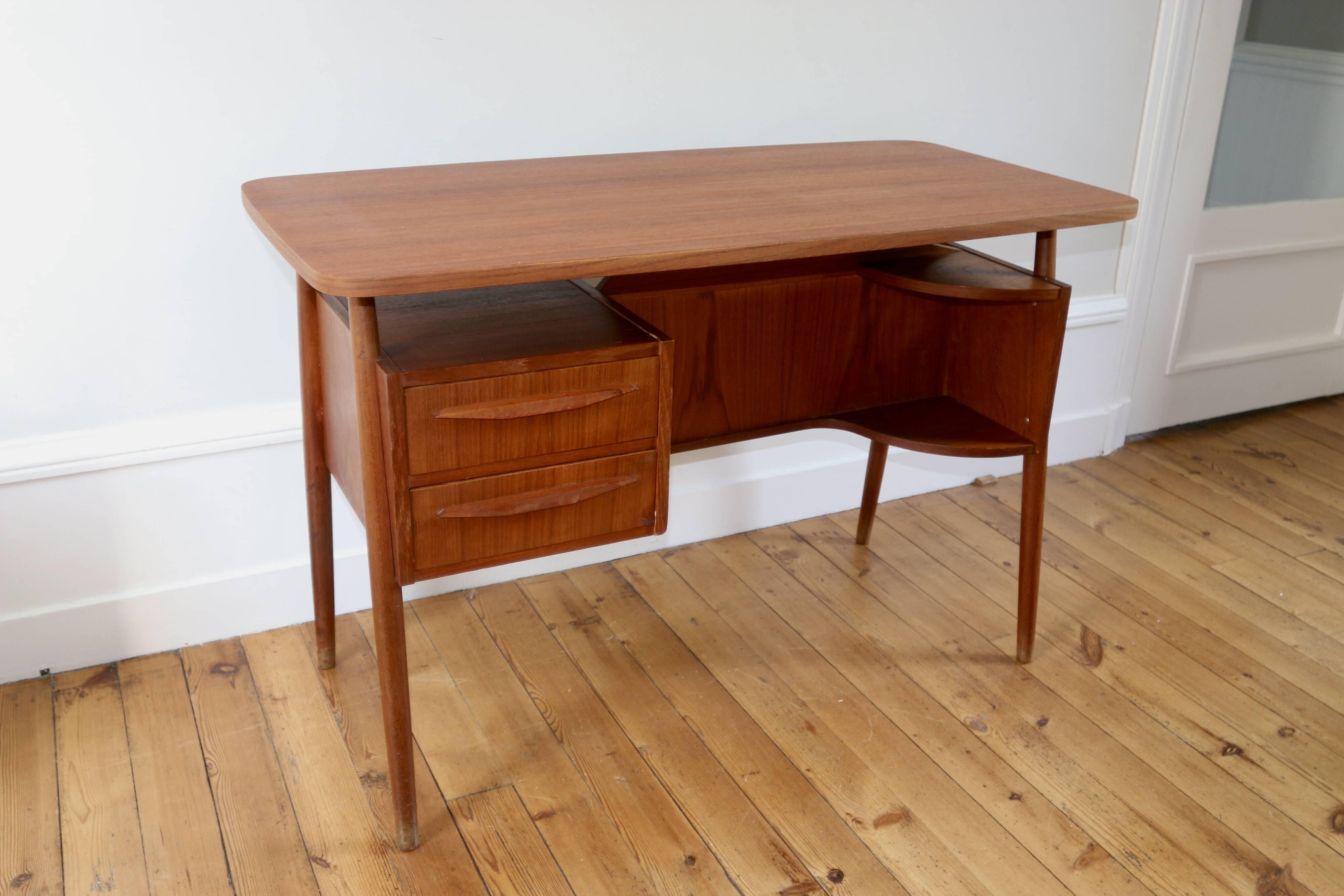 Small Scandinavian teak desk by Gunnar Nielsen for Tibergaard 1960