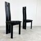 Set of 6 black wooden high back dining chairs - 1980s