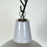Industrial Grey Enamel Factory Pendant Lamp, 1960s