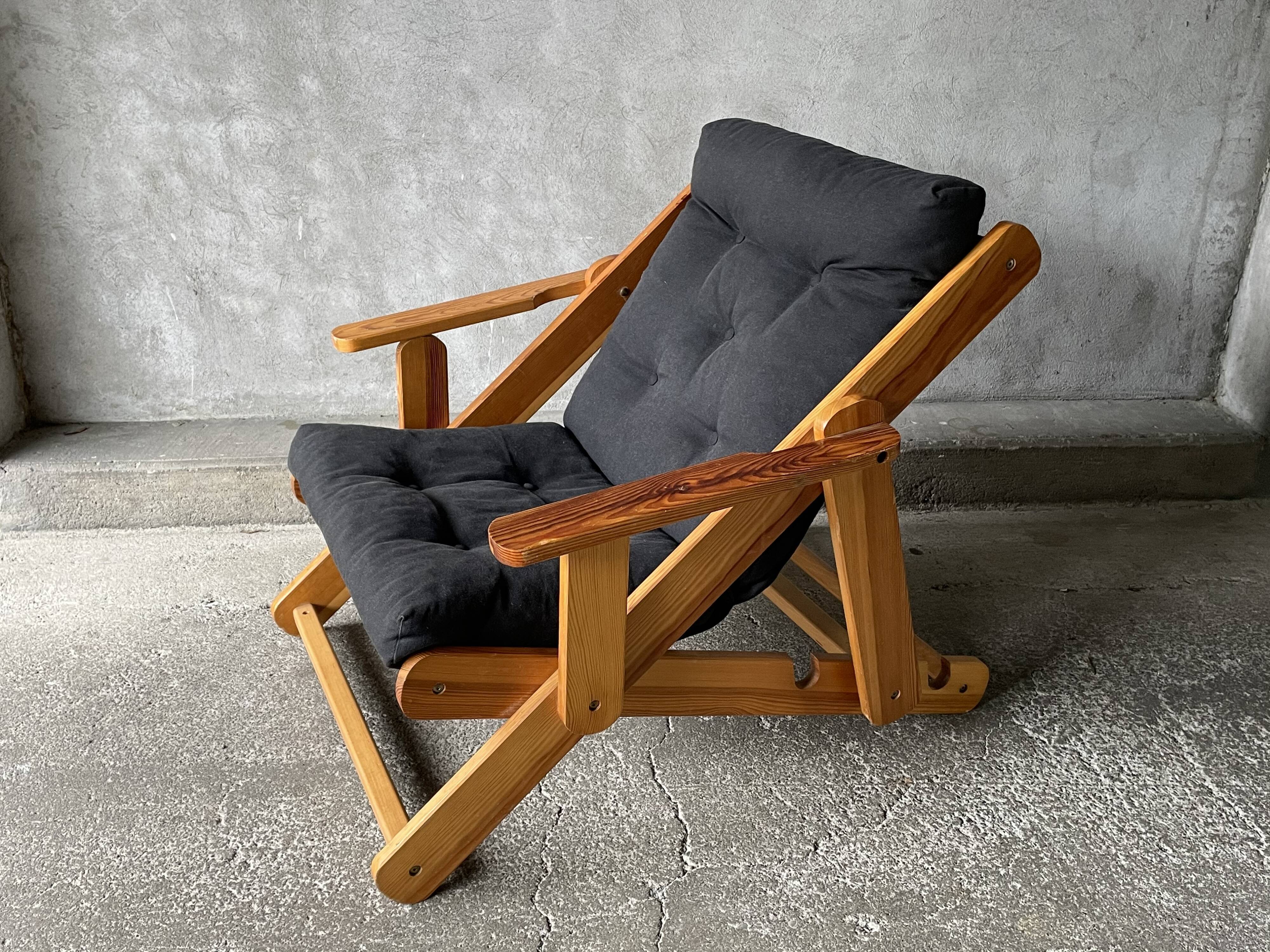 Fauteuil scandinave inclinable et pliable par Gillis Lundgren, 1970s