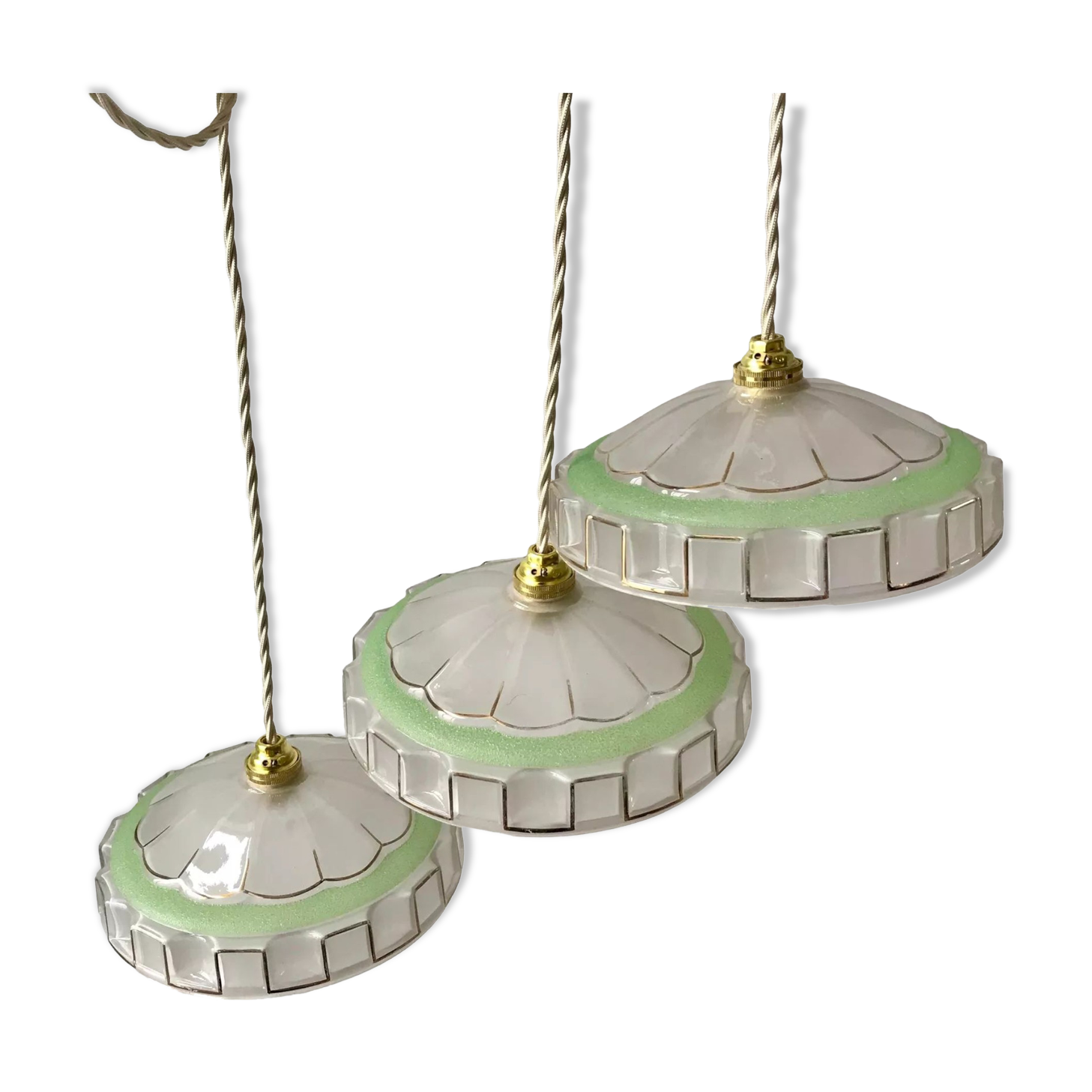 3 green granite glass suspensions 50-60s