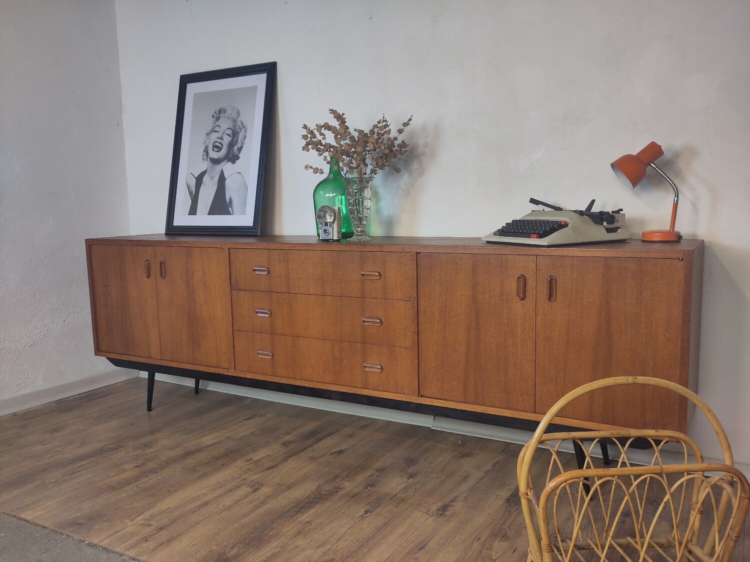 Scandinavian teak and metal sideboard