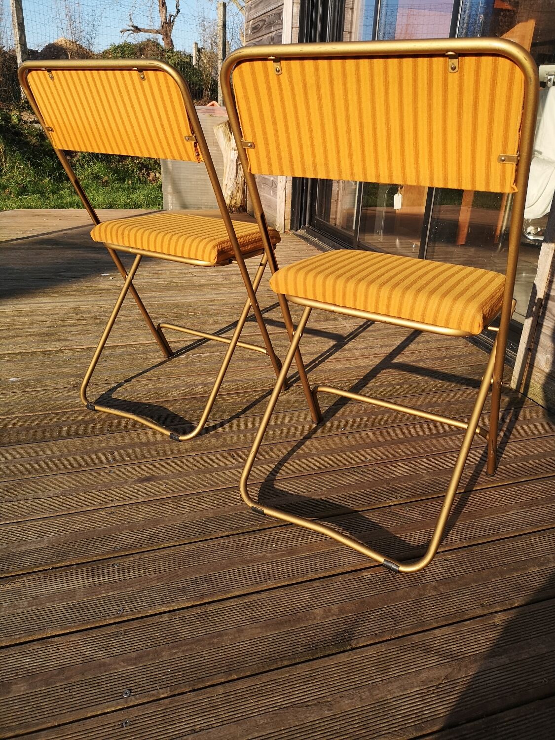 Paire de chaises Lafuma Chantazur dorée