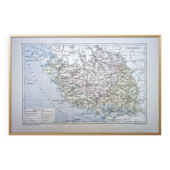 The Vendée, old map printed in 1889.