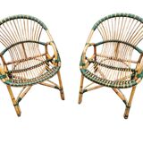 Pair of rattan basket armchairs