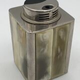 Large Vintage Collection TABLE LIGHTER in chrome-plated metal and horn