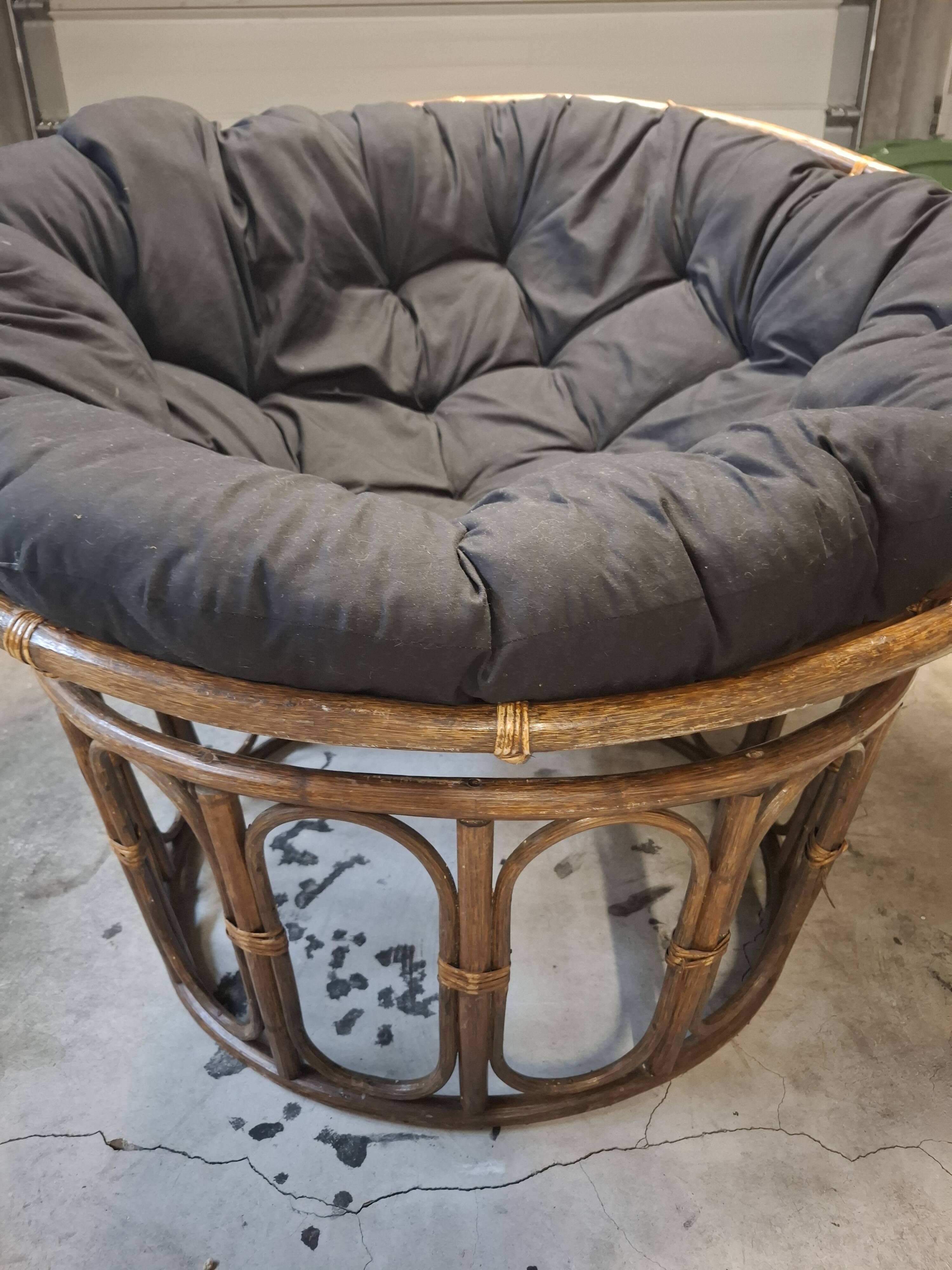 Fauteuil Papasan en rotin + grand coussin 130 cm