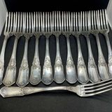 Set of 12 BOULENGER forks in silver metal