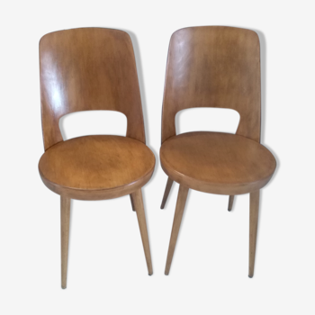 Pair of chairs Bistrot Baumann model Mondor vintage 1960s