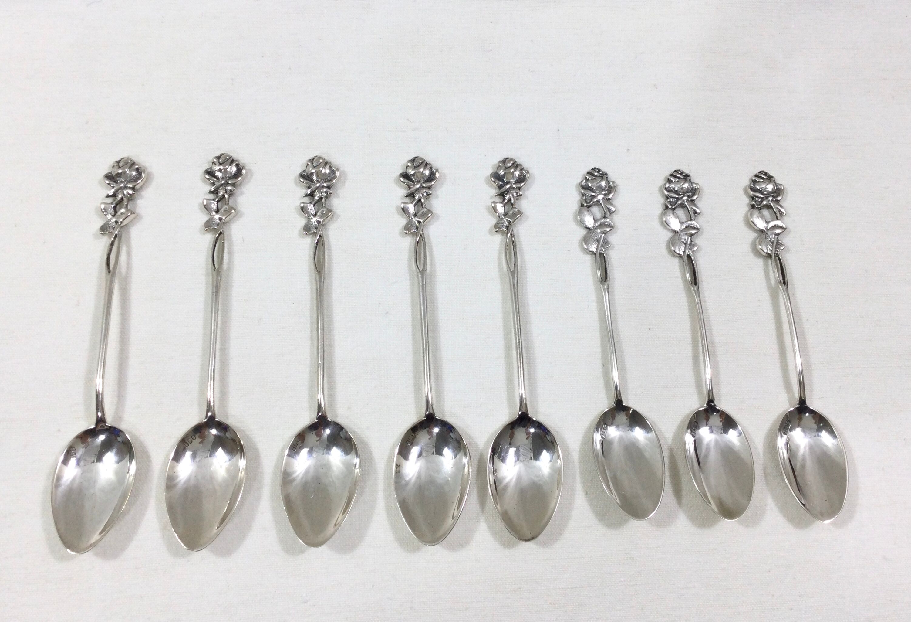 Set of 8 art nouveau silver spoons