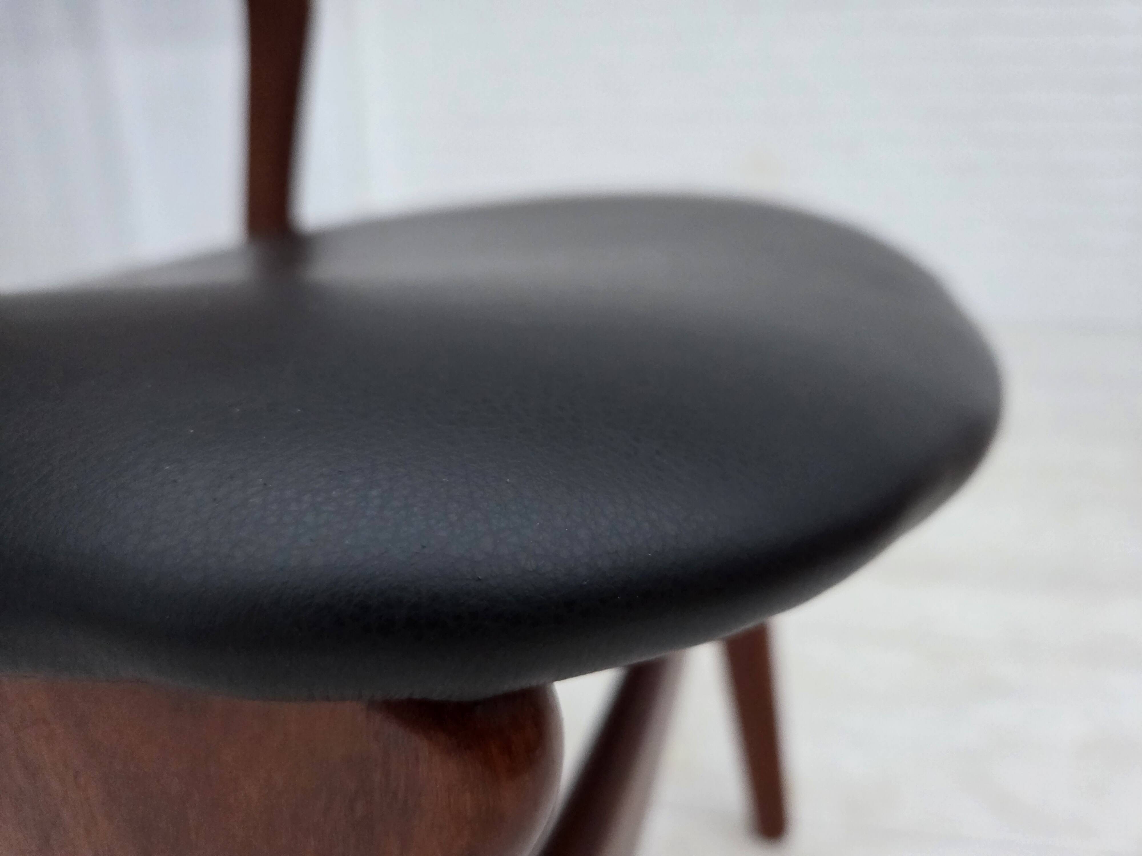 1960s, set of 4 reupholstered Danish dining chairs, design by Erik Buck.