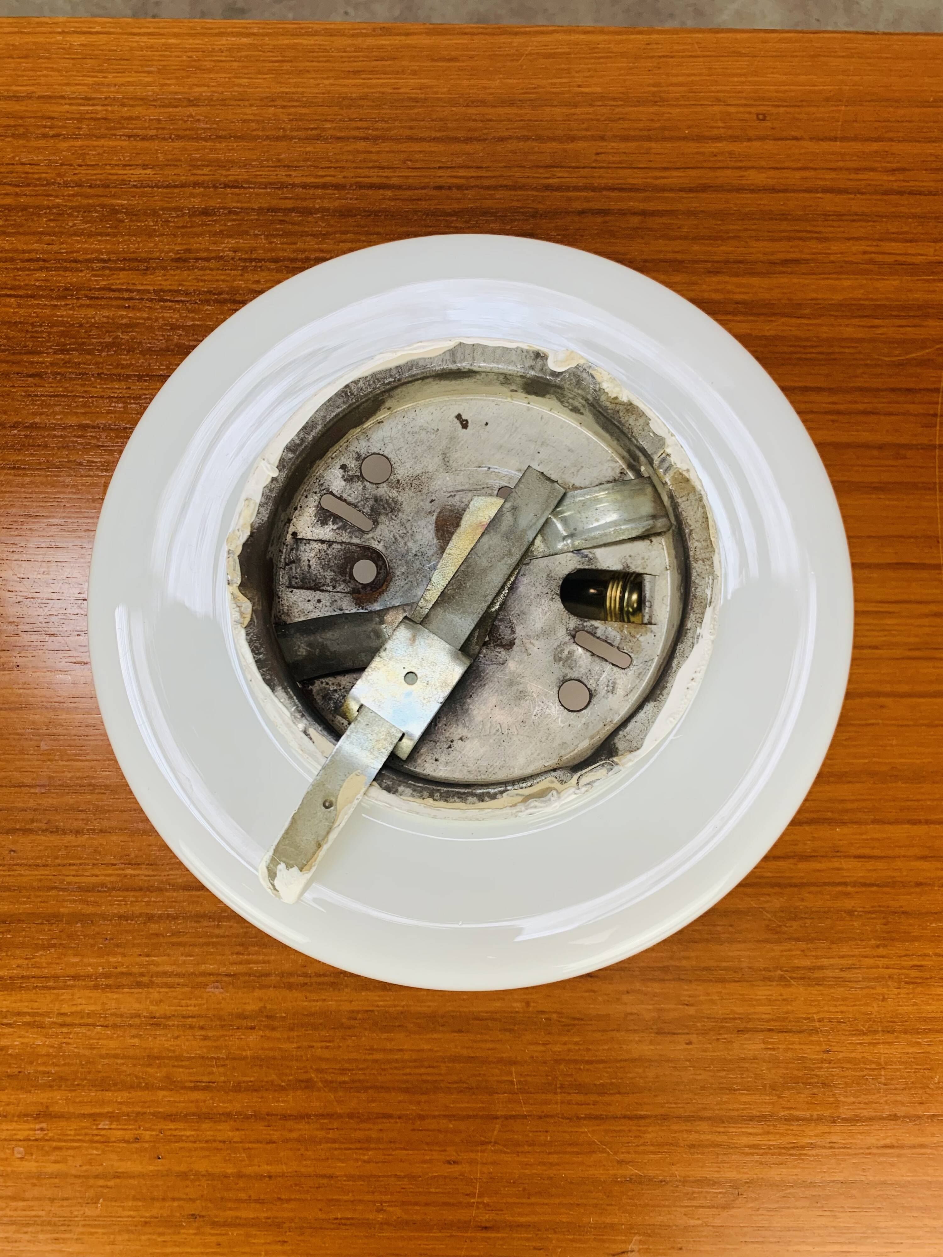 Opaline ball wall lamp made in Italy 25 cm, half sphere, vintage