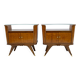 Pair of Art Deco Italian Briar Walnut Bedside Tables, 1930s