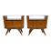 Pair of Art Deco Italian Briar Walnut Bedside Tables, 1930s