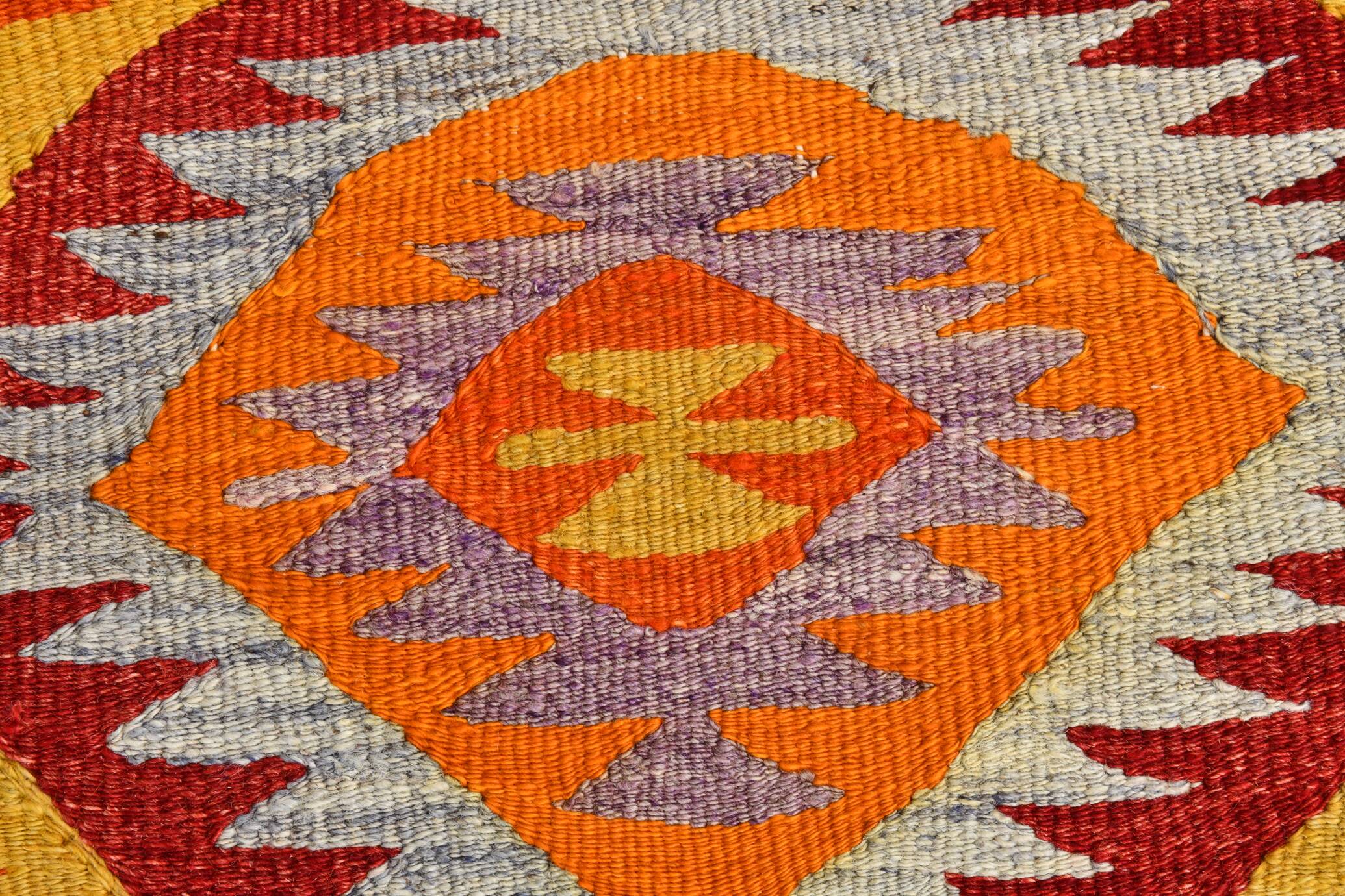 6x9 Orange & Balck Handmade Tribal Vintage Kilim Rug