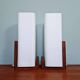 Pair of teak and white opaline wall lights, designed by Louis Kalff, 1960