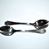 Ercuis set of 2 Trianon silver-plated dessert spoons with crossed ribbon, 15 cm