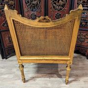 Fauteuil De Bureau Louis XVI Canné En Bois Doré