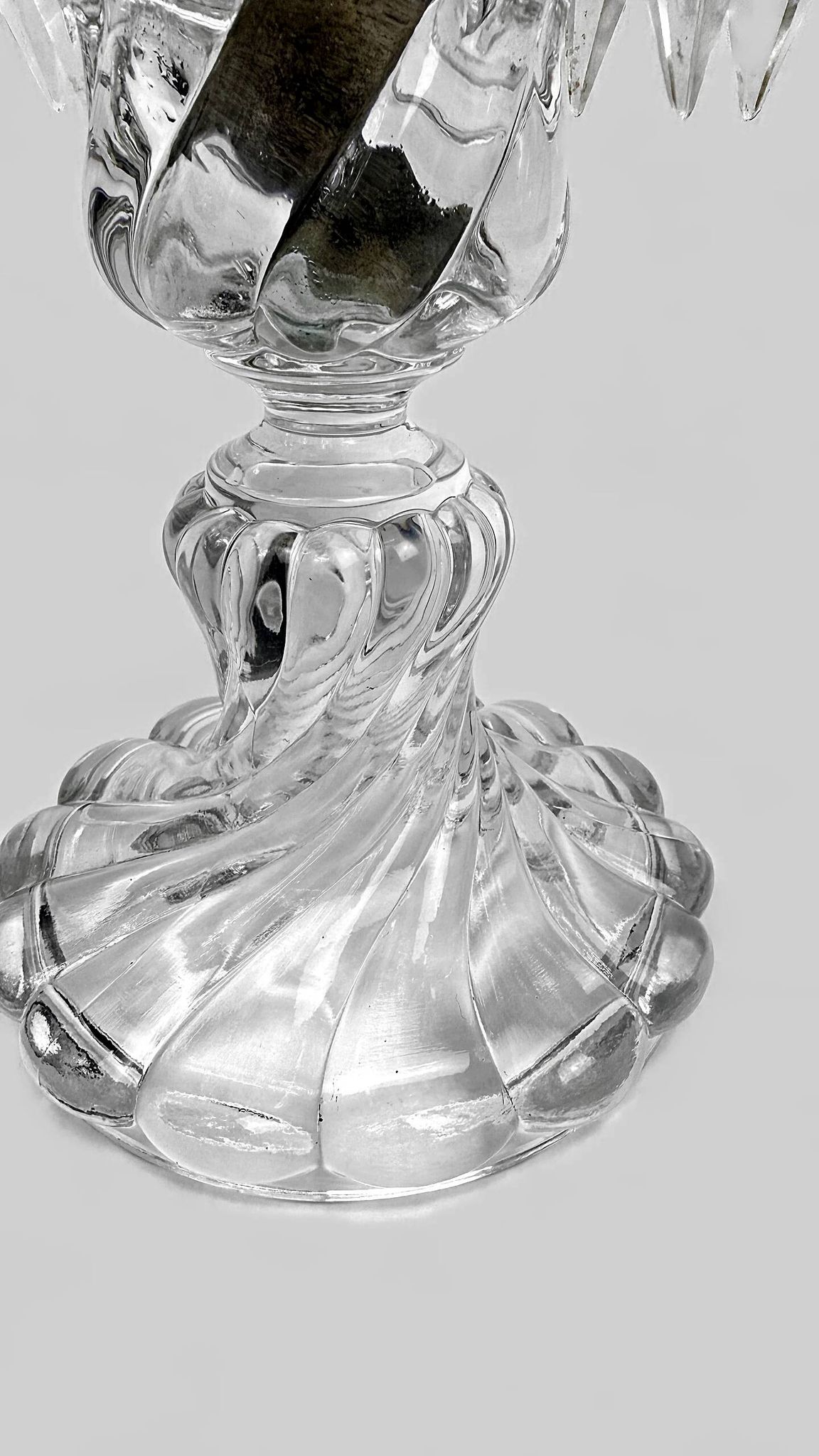 Baccarat, pair of two-light candelabra, Bambou Tors model.