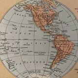 Lithograph engraving world map of 1922