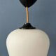 Small reversed tulip mid-century opaline glass hanging lamp