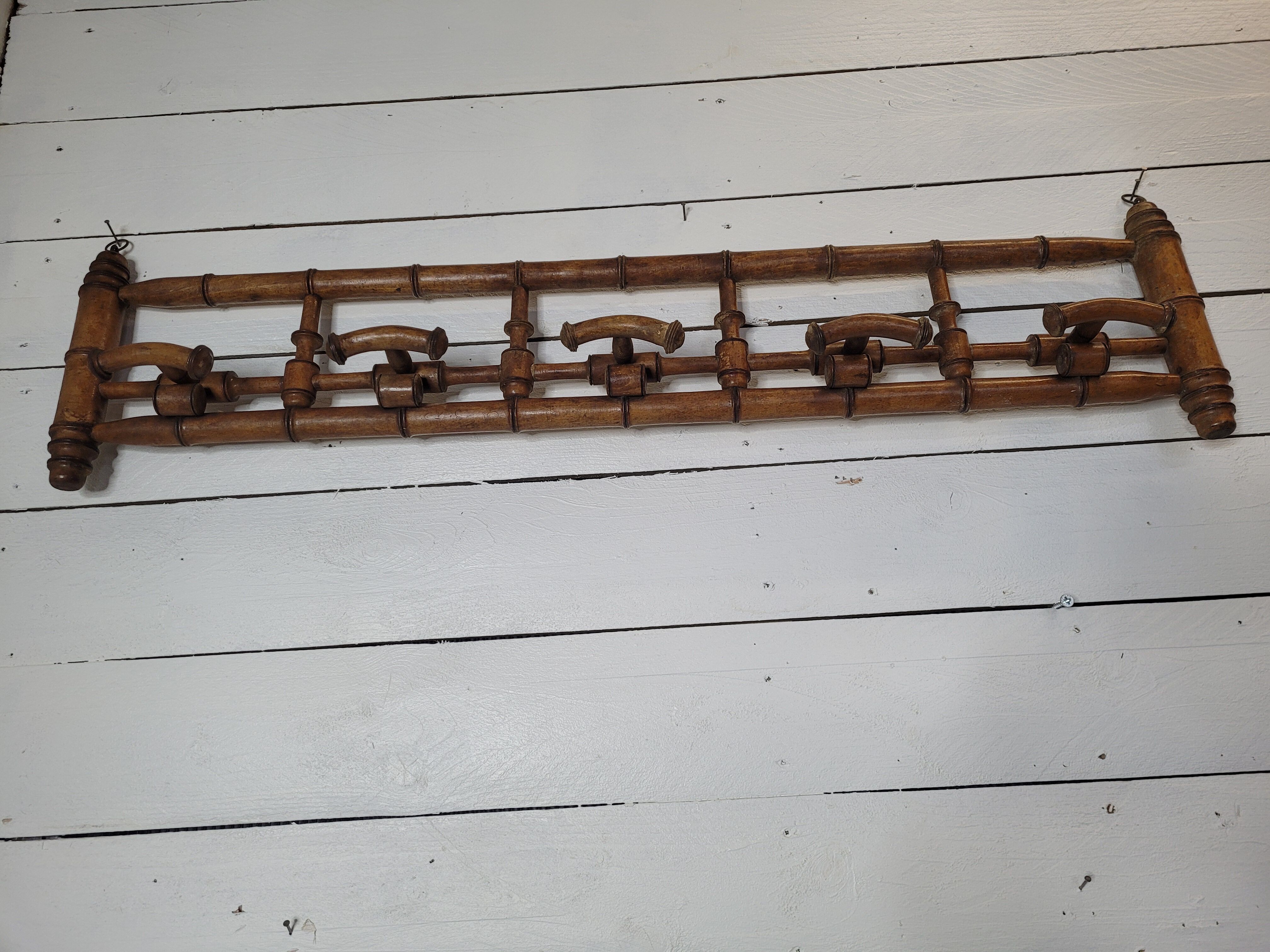 Coat rack wood bamboo 5 hooks, 106cms of L