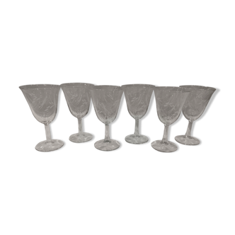 Set de 6 verres à vin vintage en semi-cristal