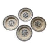Large royal blue plate made of earthenware from 1875 Gien.