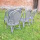 5 old rattan & gray cane chairs