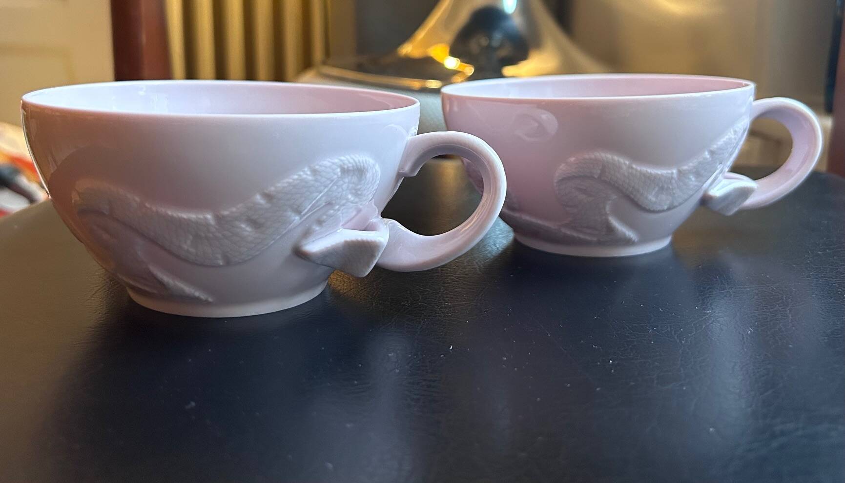 Two pink haviland porcelain teacups